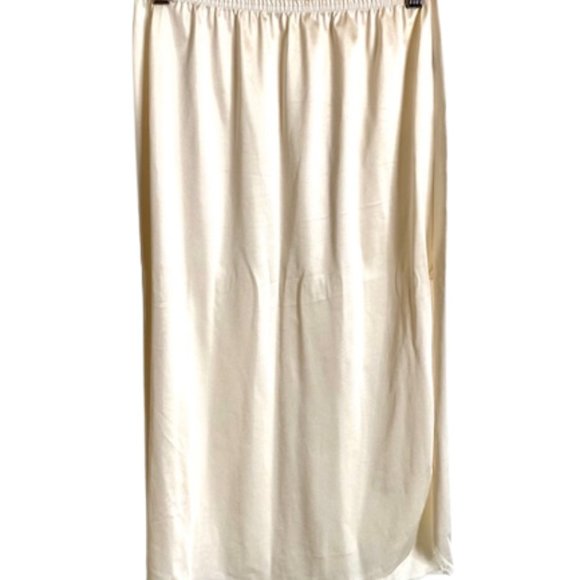 Vintage Ivory Side Slit Satin Slip - Picture 1 of 5